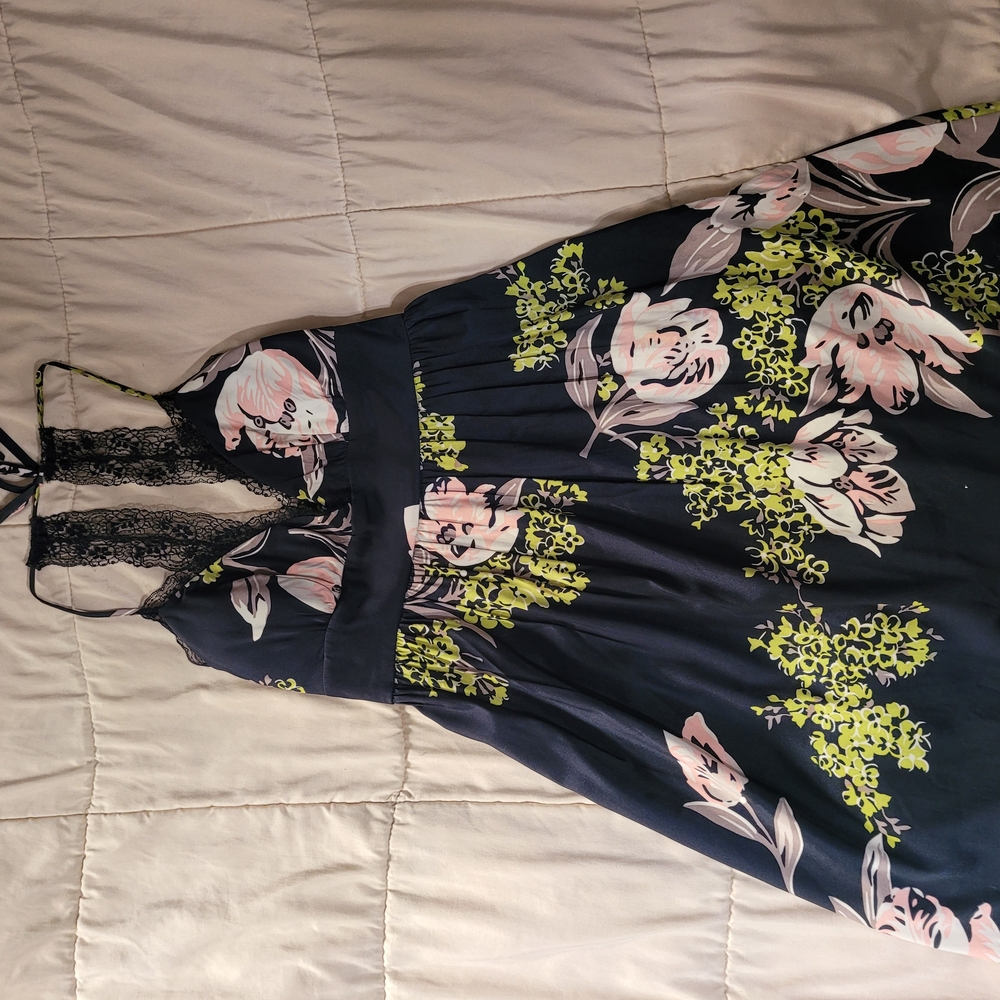 Charlotte Russe Navy Floral Asymmetrical Dress